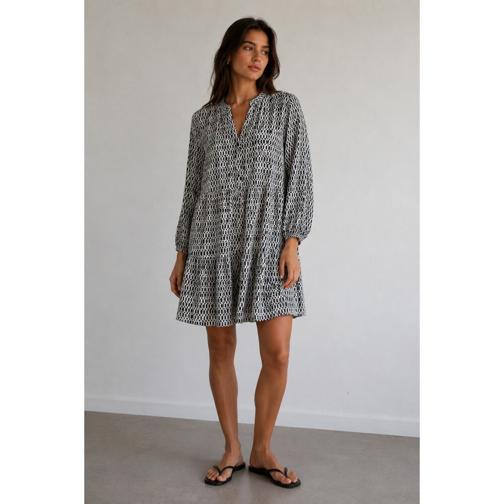 Nine West Babydoll Dress Womens Medium Black White Soft Girl Indie Femme
